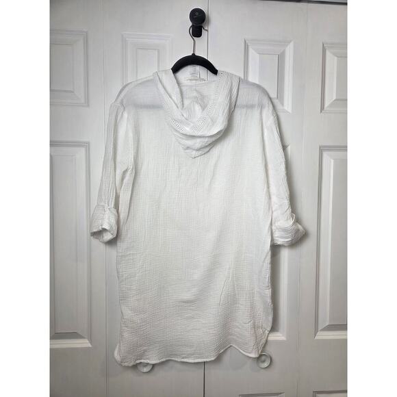 La Blanca Seaside Hoodie Kangaroo Pocket & Crochet Edging Detail Cover-Up XS - Picture 2 of 9